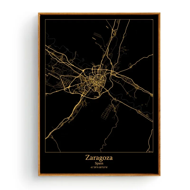 Англия Йорк Загреб Хорватия Сарагоса Испания Zurich Швейцария карта холст постер