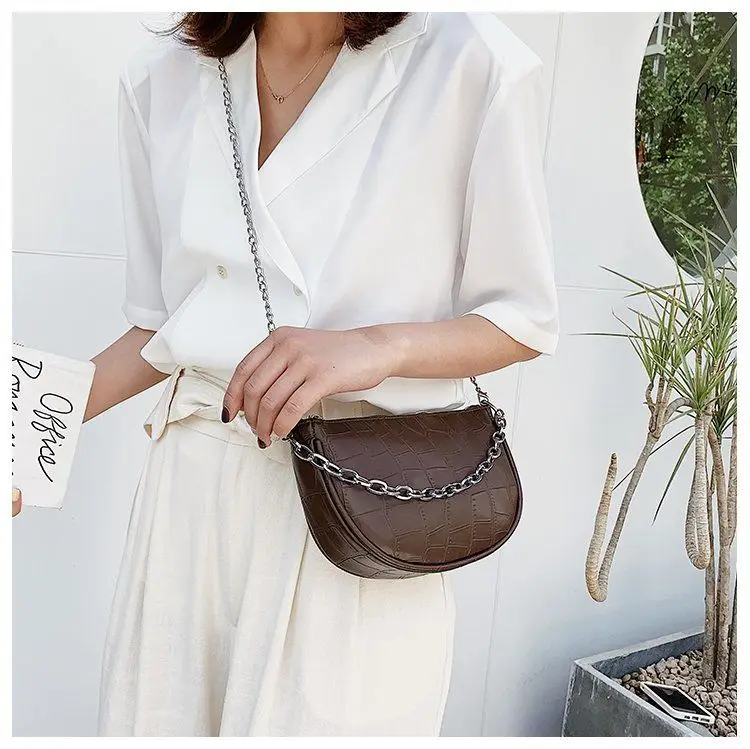 

Fashion Stone Pattern Women Baguette Bag Underarm Handbags PU Leather Ladies Chain Small Shoulder Crossbody Bag Girls Mini Purse