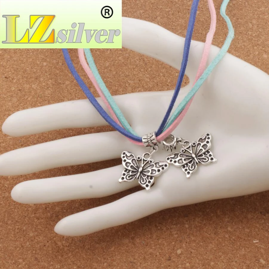 

White Peacock Butterfly Alloy 24.8x30.3mm 22pcs Zinc Alloy Big Hole Beads Jewelry DIY B1128