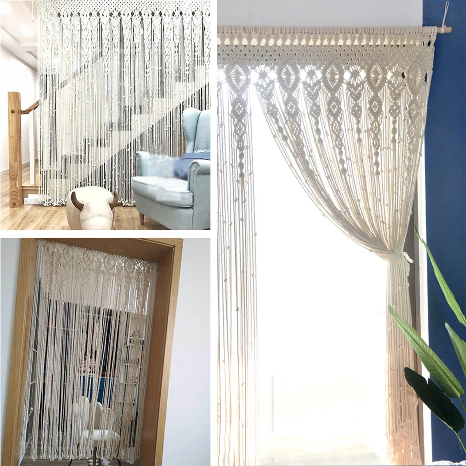 

Настенная подвесная занавеска в стиле бохо, плетеная гардина для дверей и окон, украшение для дома, для квартиры, спальни, гостиной