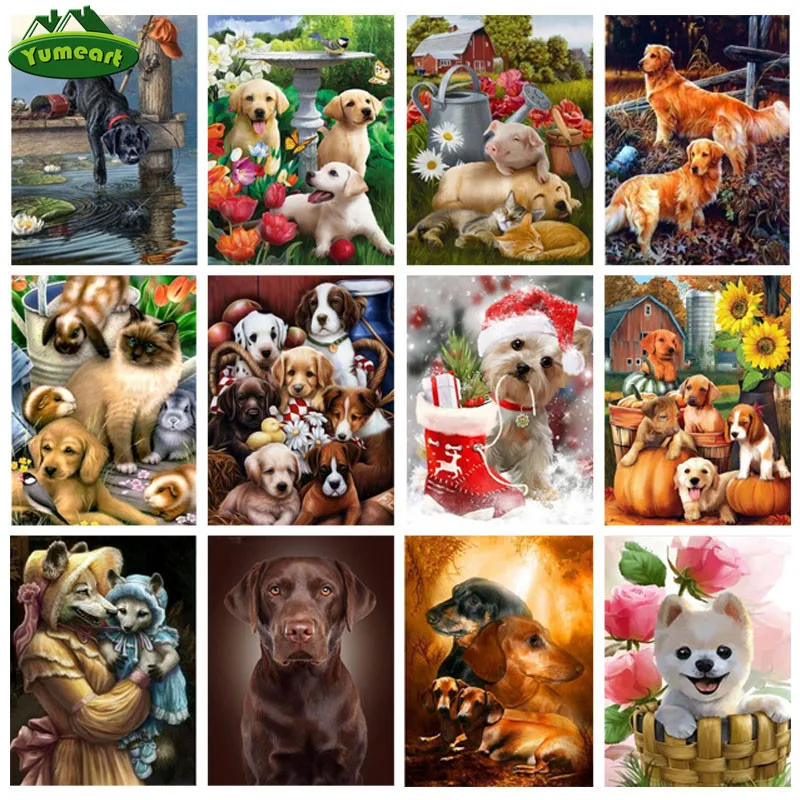 

YUMEART Алмазная вышивка 5D «сделай сам», алмазная живопись, животное, милая собака, вышивка крестиком, Алмазная мозаика, украшение для комнаты