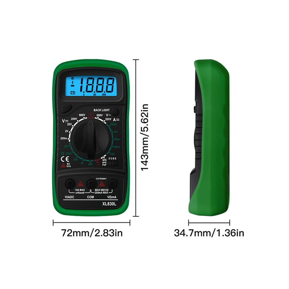 Portable Digital Multimeter Backlight AC/DC Ammeter Voltmeter Ohm Tester Meter XL830L Handheld LCD | Инструменты