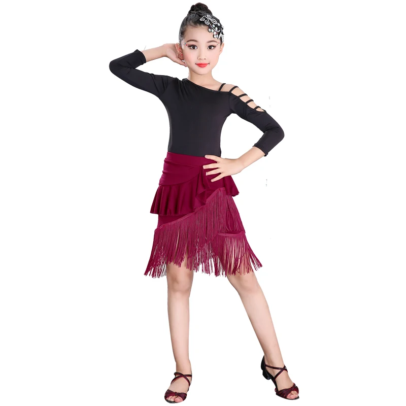 Платье для латинских танцев детское бальное платье с длинными рукавами девочек