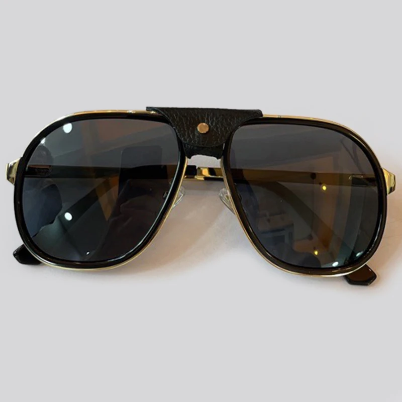 2021 Ladies Retro Square Sunglasses Women Men Vintage Metal Frame Sunglasses With Leather UV400