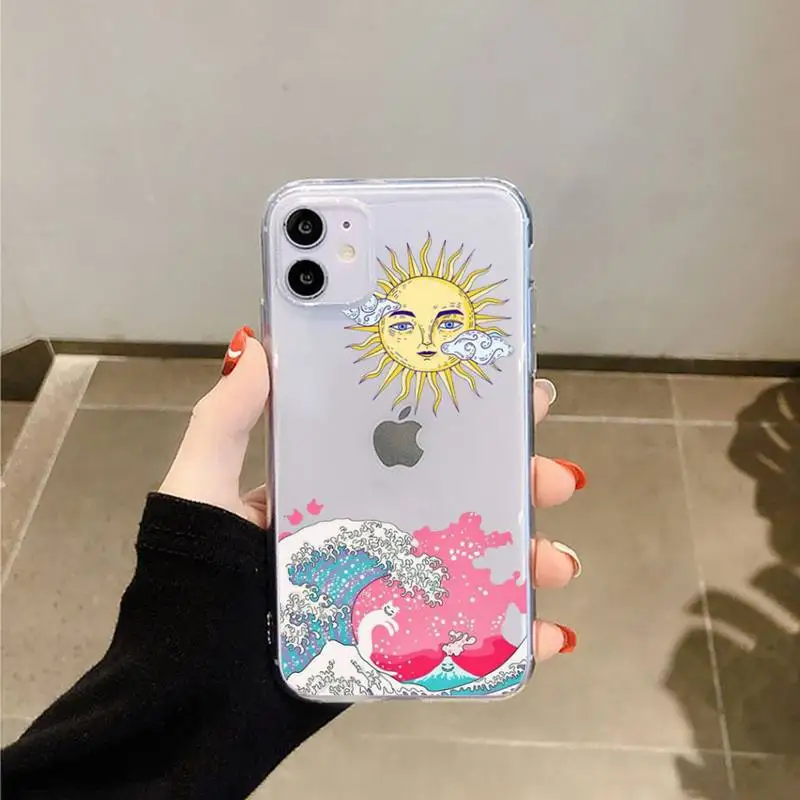 

aesthetic vaporwave sea Phone Case Transparent for iPhone 6 7 8 11 12 s mini pro X XS XR MAX Plus