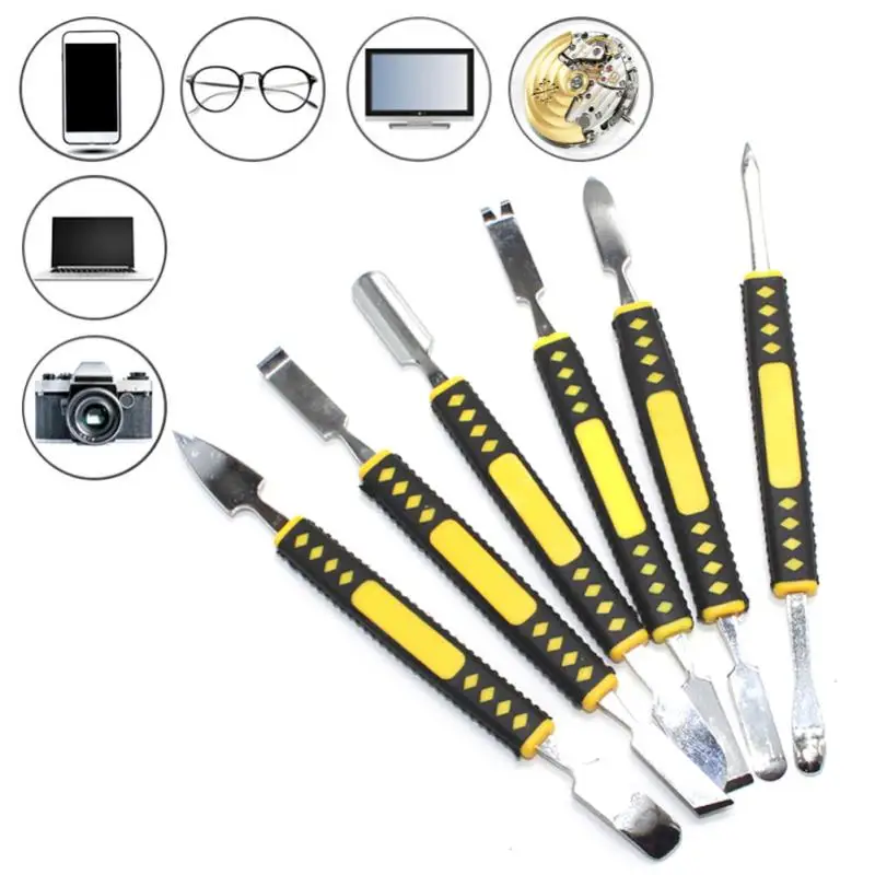 Metal Crowbar 6-Piece Set Small Metal Spudger Pry Opening Repair Tools Kit For Mobile Phone Metal Crowbar Pry Bar Dropshipping