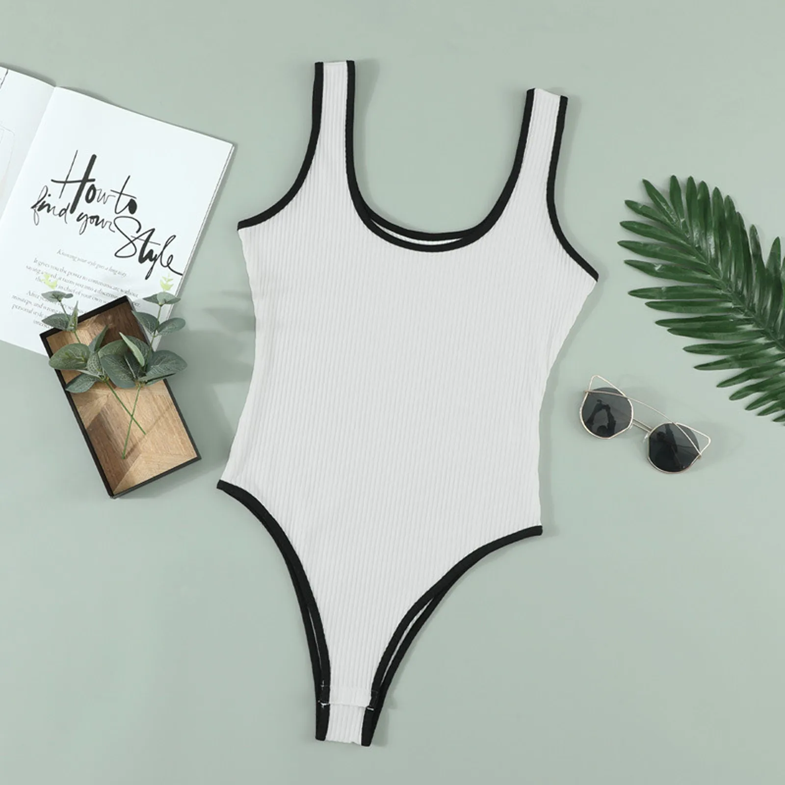 

Solid Rib Knit Women Bodysuit Plus Size Lingerie Sexy Sleeveless Comfortable Female Underwear Sexy Exotic Costumes Fashion Body