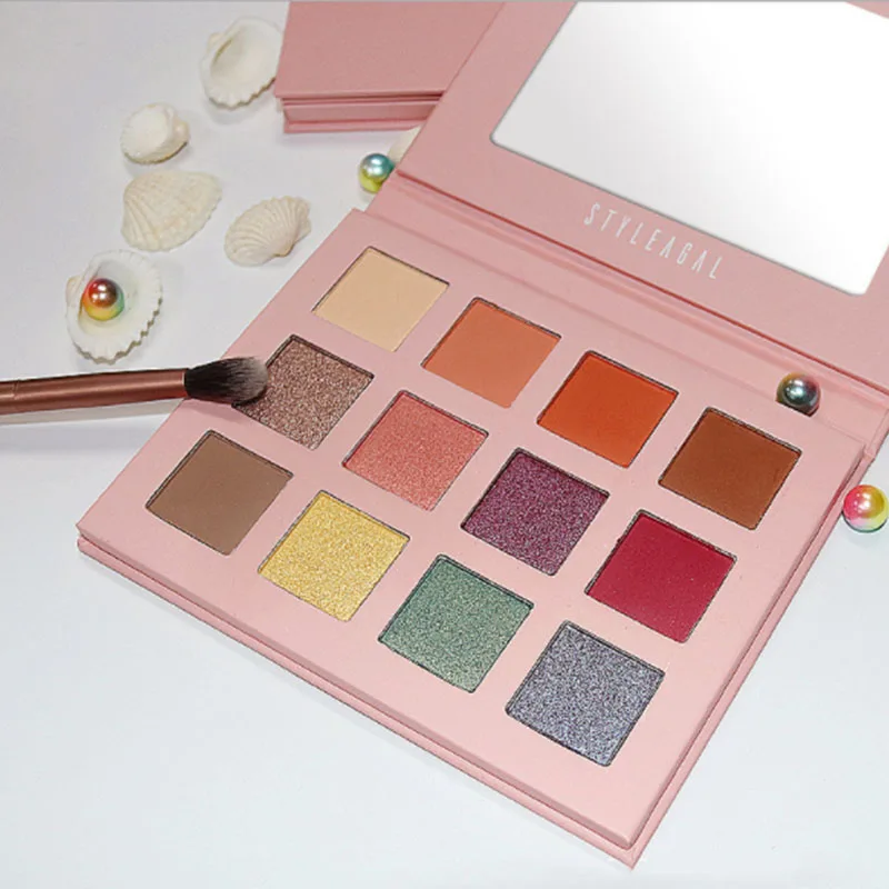 12 цветов блестящие тени для век палитра макияжа матовые мерцающий и Сияющий