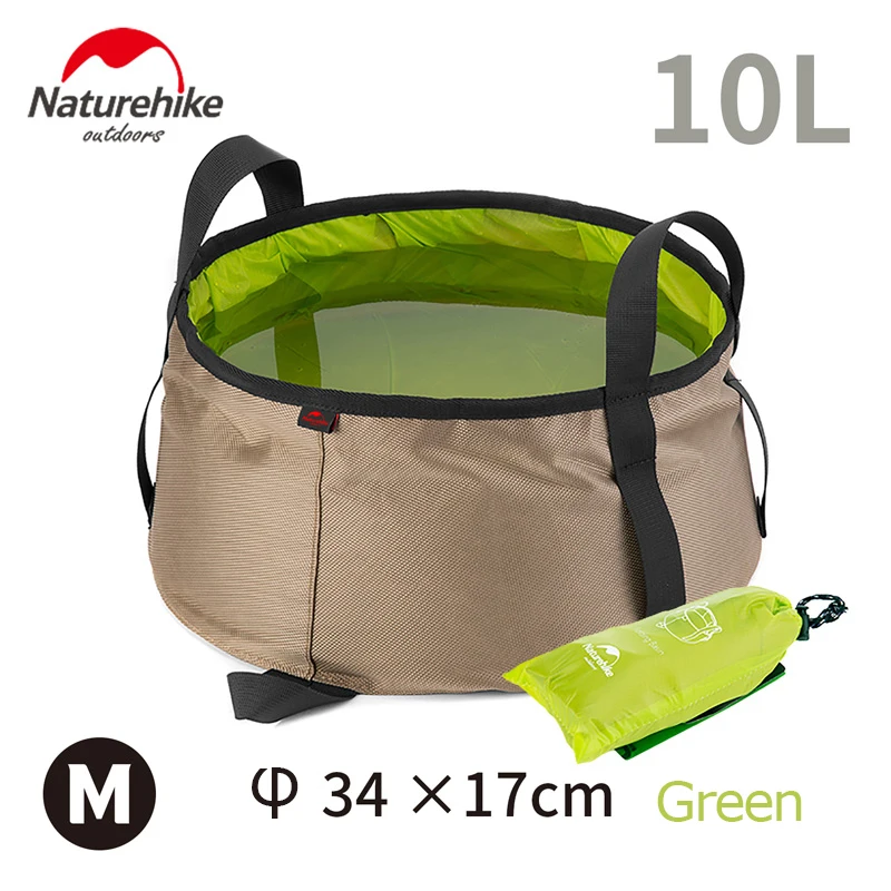 10L Green NatureHike NH18L010-P складной умывальник ведро умывальник Кемпинг воды горшок мешок контейнер для автомобиля Рыбалка - Цвет: 10L Green