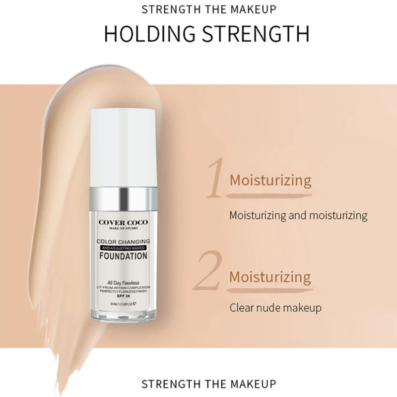 Увлажняющая сменяющая Цвет жидкая основа для макияжа блестящий цвет кожи