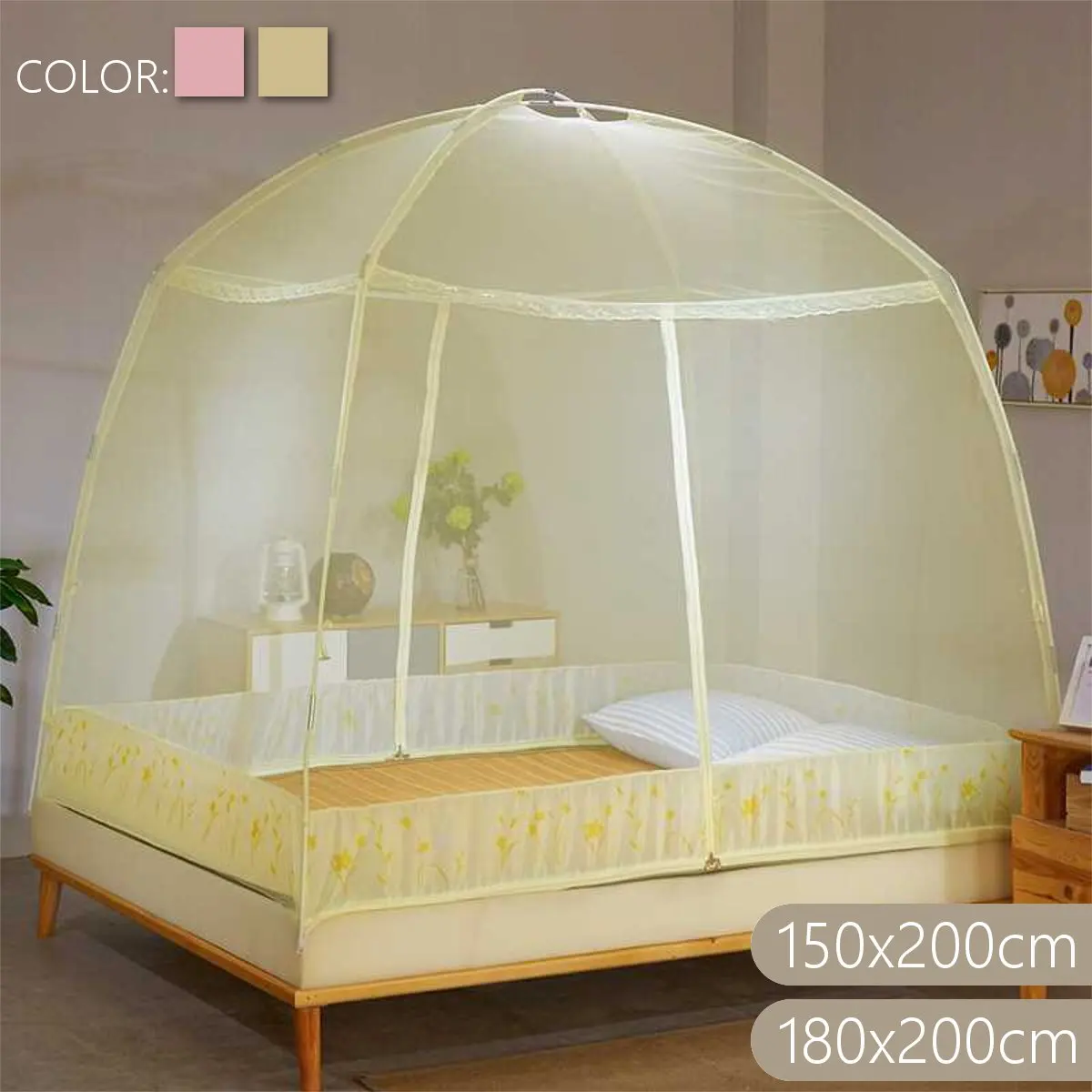 

Twin/Queen Foldable Simple Bedroom Mosquito Net Bed Zipper Mosquito Net Double Door Opening Bedroom Decor Home Textile