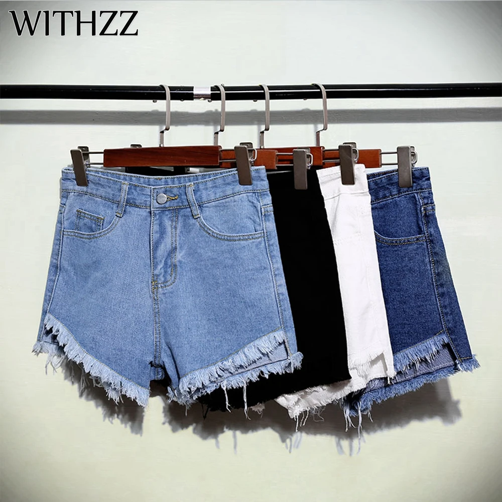

WITHZZ Denim Shorts Women's Spring Summer Simple Style Loose Wide Leg Pants Jeans