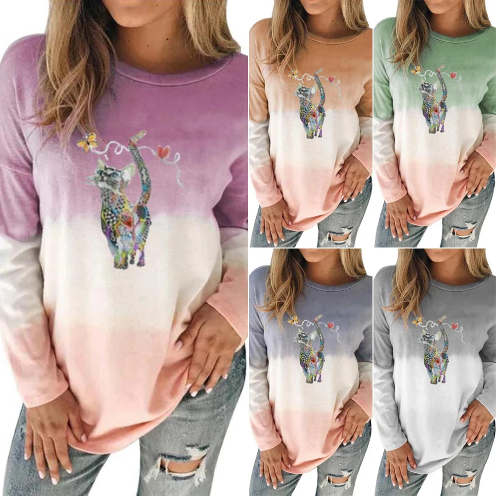 

Printed Sweatshirt Women Long Sleeve Top Plus Size Autumn Pullovers Women clothing O-Neck Ladies Top Casual Womens Sweatshirt