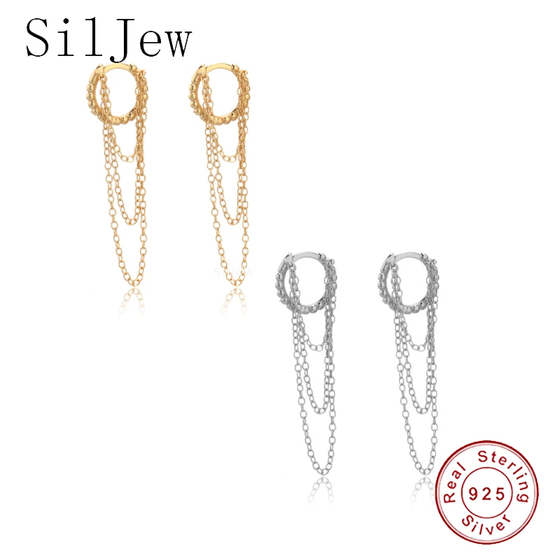 

SilJew 925 Sterling Silver Multi-Color Ovals Drop Earrings 2020 Rock Punk Delicate Small Mini Circle Round Ohrringe Jewelry