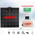 Система солнечной энергии 600 Вт, 1200 Вт, инвертор, USB-комплект, полный контроллер 1020304050A, зарядное устройство для солнечной панели, автомобильное зарядное устройство для RV