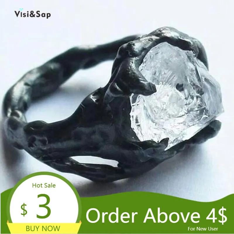 Visisap панк нерегулярные с украшением в виде крупных кристаллов кольца для Для