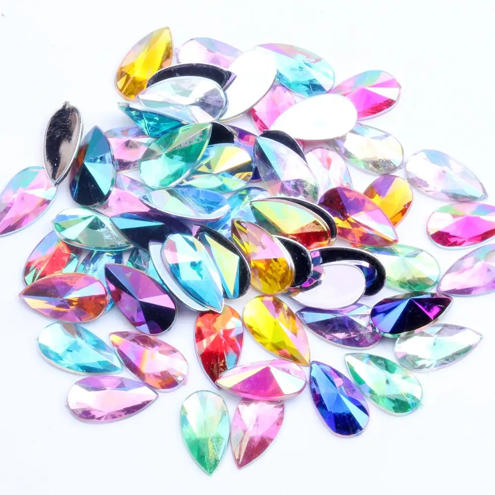 Flatback Pointed Acrylic Rhinestone Strass DIY Craft Art Decoration 9x18mm 20pcs Drop Shape High Shine Nail Decorations | Красота и