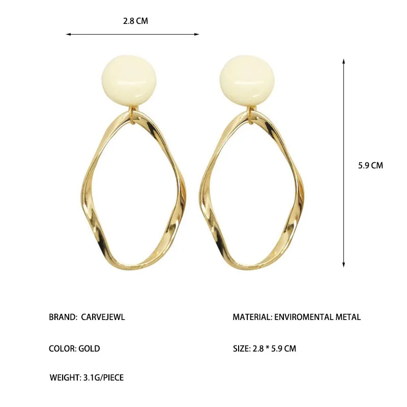 Серьги Carvejewl, простые, необычные, клипса геометрической формы, модные, темпераментные, круглые серьги из полимеров, Женские аксессуары для девочек