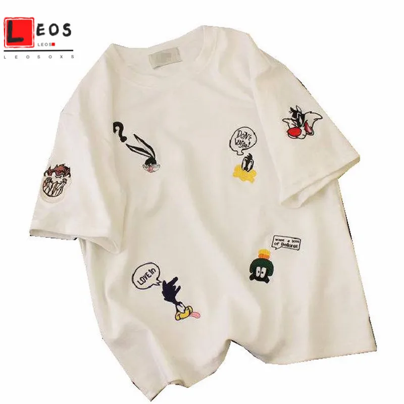 Свободные женские футболки размера плюс принт с героями мультфильмов для