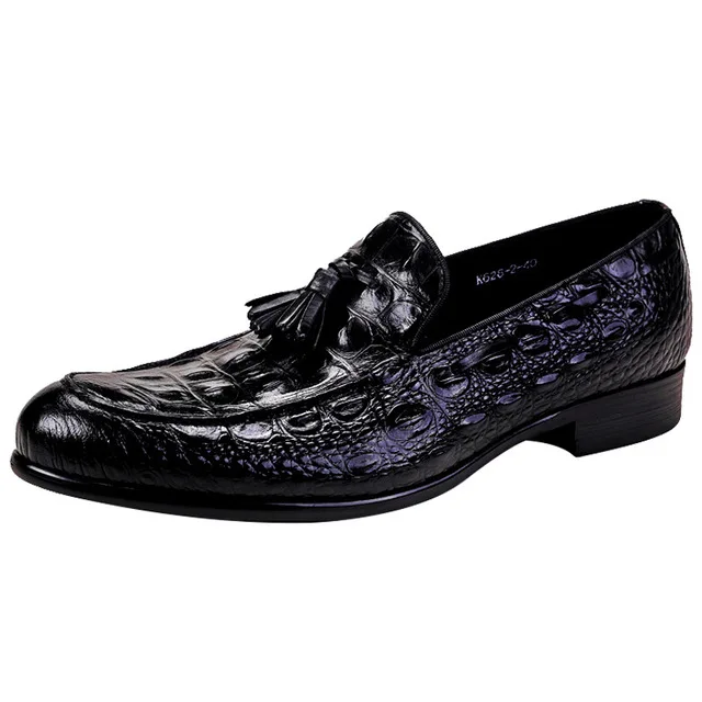 

Summer Casual Loafer Shoes Men's Genuine Leather Wedding Office Shoes Tassel Footwear Handmade Crocodile Oxford Shoes