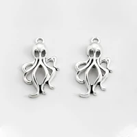 20pcs tibetan silver cute octopus charm pendant for diy earrings necklace jewelry findings accessories making