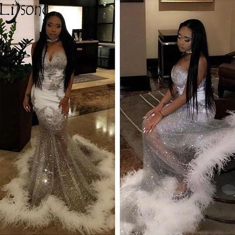 Черные Девушки Русалка Белая Φ 2020 сверкающие серебряные блестки прозрачные