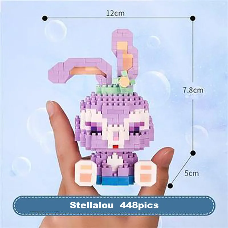

Stella Lou Gela toni Du ffy Shellie May Fairyland cartoon animal Purple Rabbit Figures Micro Diamond Building Block