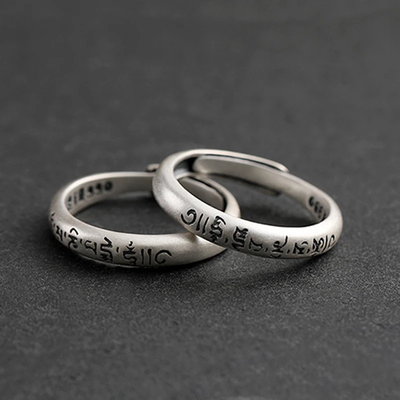 

Новинка кольцо ручной работы с мантрой из шести символов для мужчин и женщин открытое безопасное передающее злых духов модные ювелирные из...