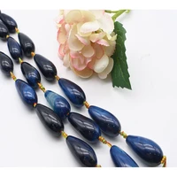 48x21mm natural water drop enchanting blue stripe agate stone beads for diy bracelet necklace jewelry making strand 15