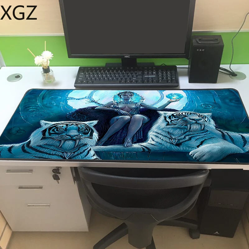 Большой коврик для мыши XGZ с аниме черный шов сексуальная королева тигр