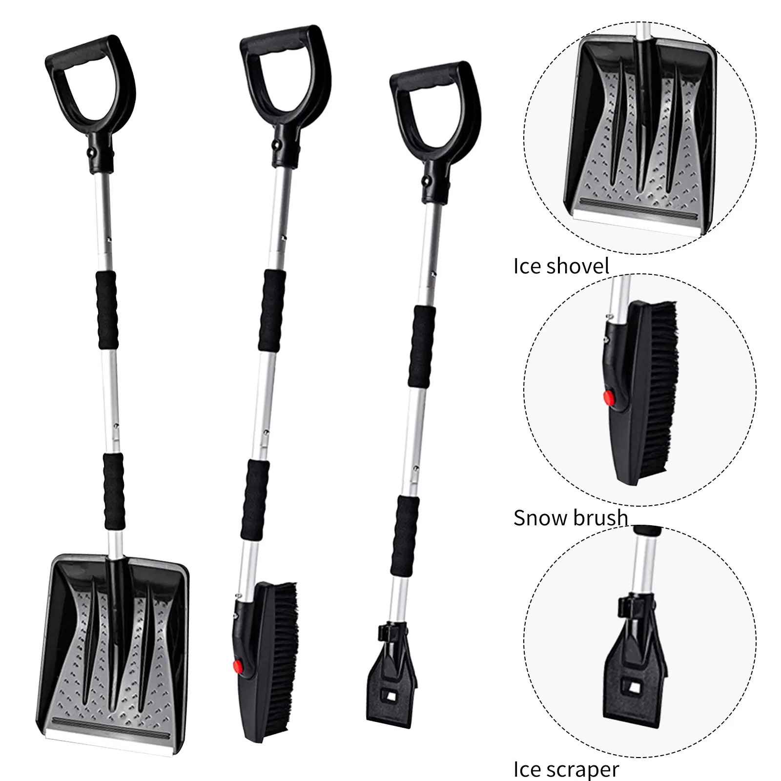 

Snow Shovel Set 3in1Collapsible Snow Brush Scraper Snow Removal Kit for Car Truck Lawn Garden Patio Outdoor Snow Removal Tool
