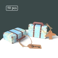 luggage candy boxes world map travel retro kraft paper airplane key card candy box birthday christmas favor present boxes