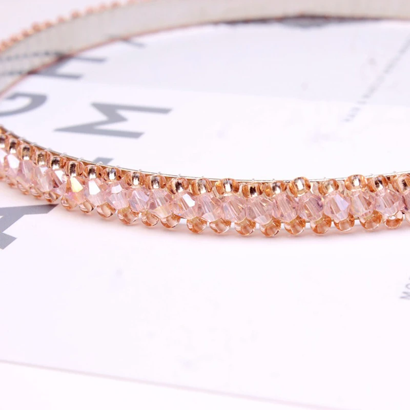 Блестящая Роскошная лента для волос со стразами девочек ручная работа бисер