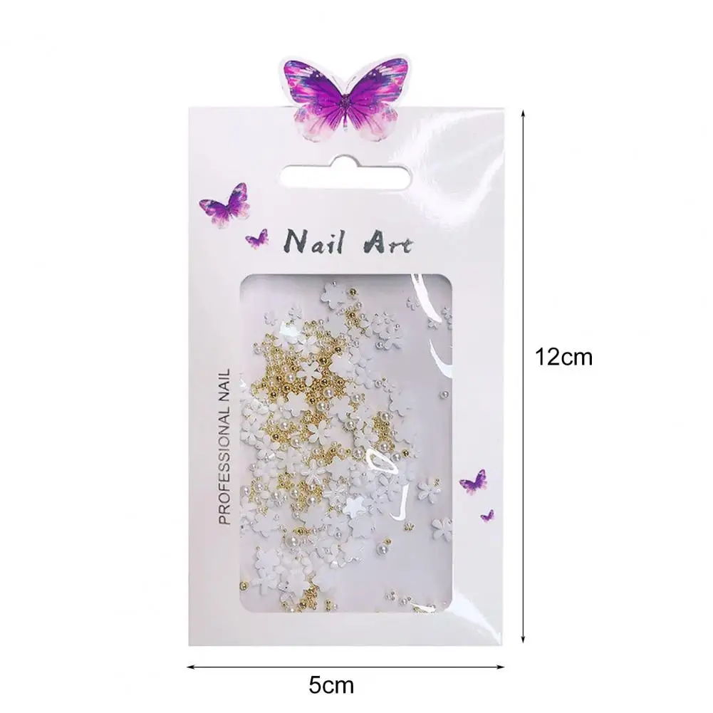 

1 Bag 3D Effect Nail Flower Ornament Fashion Lightweight Nail Art Mini White Five Petal Flower Decoration for Manicure