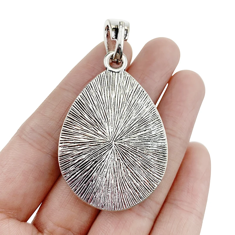 

ZXZ 2pcs Tibetan Silver Large Water Drop Faux Turquoise Stone Charms Pendants for Necklace Jewelry Making Accessories