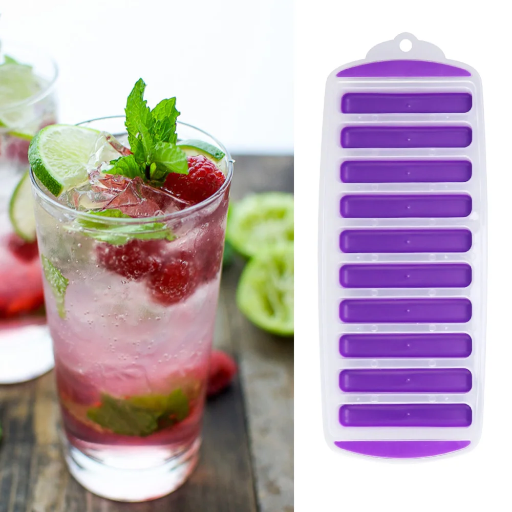 

4pcs 10 Grid Ice Cube Trays Creative Mold for Bars Kitchens Beverage Liquid(Random Color)