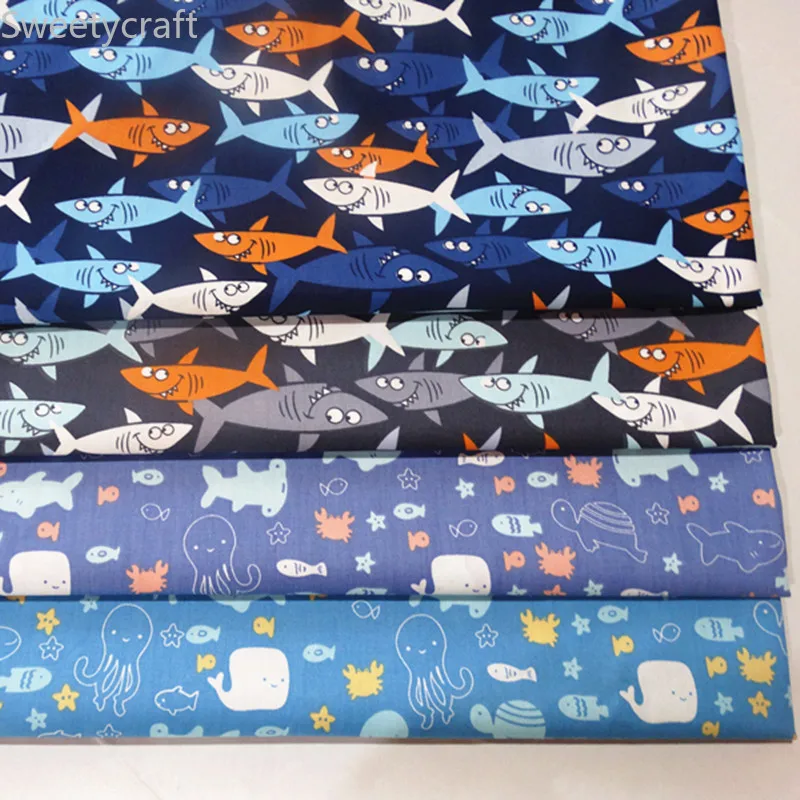 

160cm X 10M Sea Wold Print Cotton Fabric By meter Cloth DIY Sewing Quilting Tissues for Patchwork Needlework Handmade Material