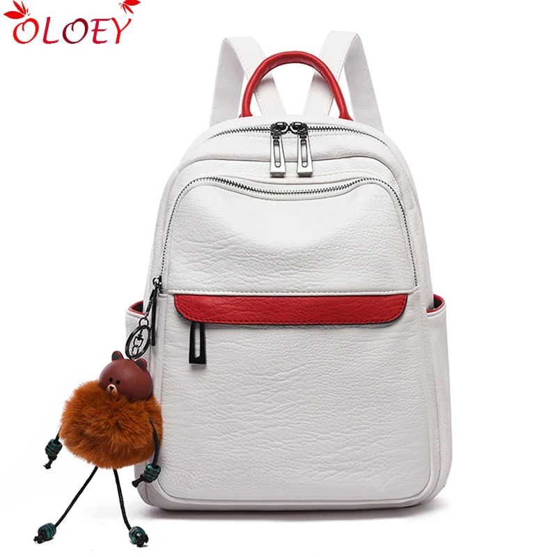 Новый простой женский рюкзак на молнии из мягкой кожи в студенческом стиле