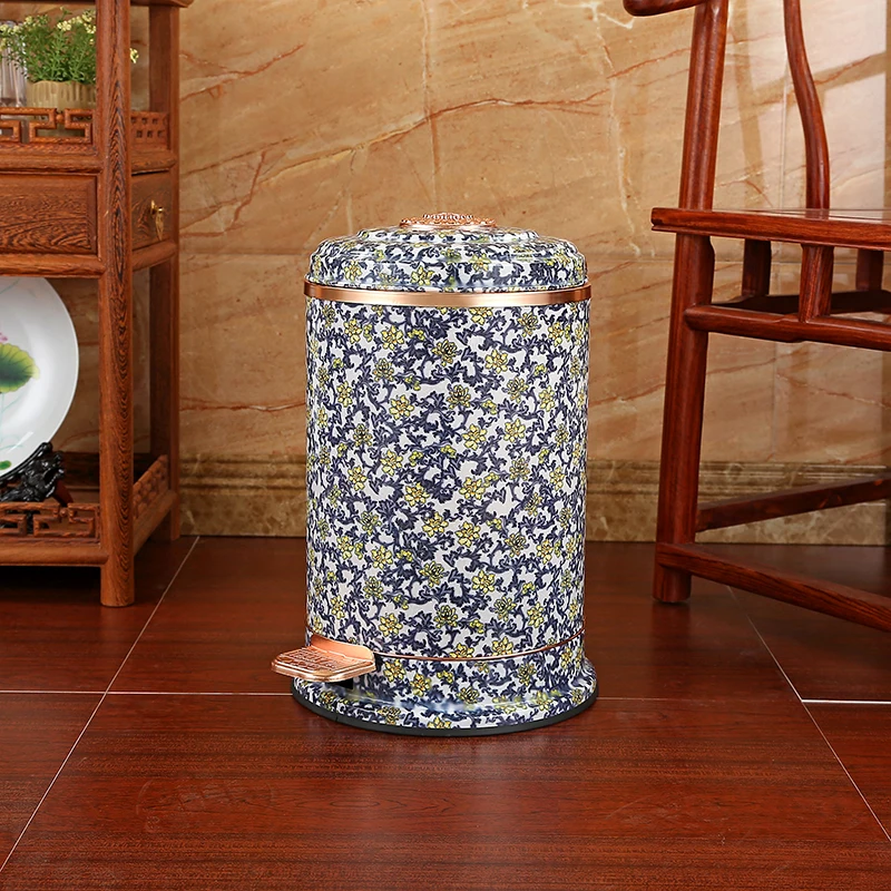 Сине-белые фарфоровые мусорные банки в китайском стиле 6 л/10 л кухонные и офисные