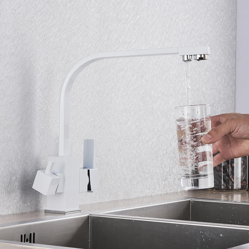 Кухонный фильтр для воды, кран для кухонных смесителей с двойным носиком, фильтр-смеситель, смеситель, вращение на 360 градусов, функция очистки воды, краны