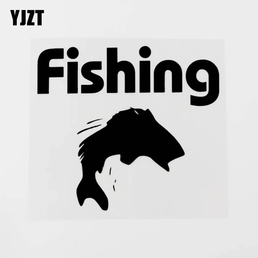 

YJZT 15CM×13.5CM Creative Car-styling Fishing Vinyl Car Window Sticker Decal Black/Silver 8C-0460