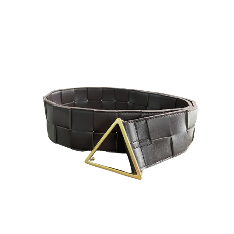 

Женский роскошный дизайнерский брендовый модный пояс с широким ремнем из натуральной кожи высококачественный пояс из овчины Тканое винтаж...