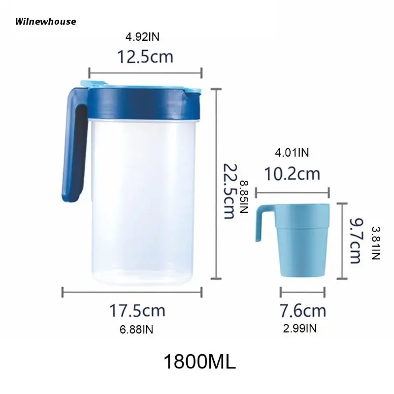 

F63A 5 Pcs Thickened Home Water Pitcher with Handle 1800ml Ice Guard Tea Pot Kettle