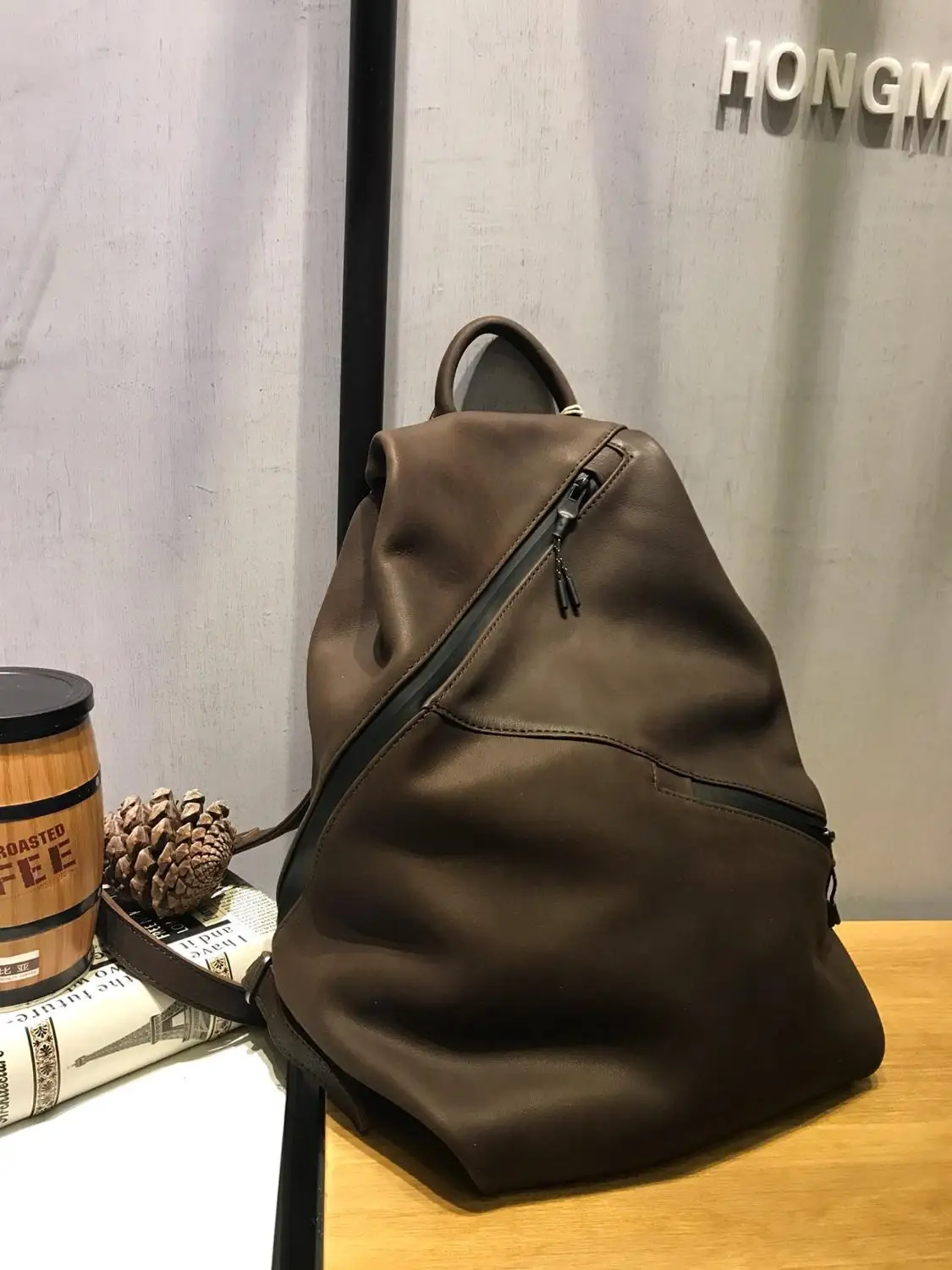 coffee Vendange Модный рюкзак ретро повседневный ручной работы из натуральной кожи 2487 - Цвет: coffee