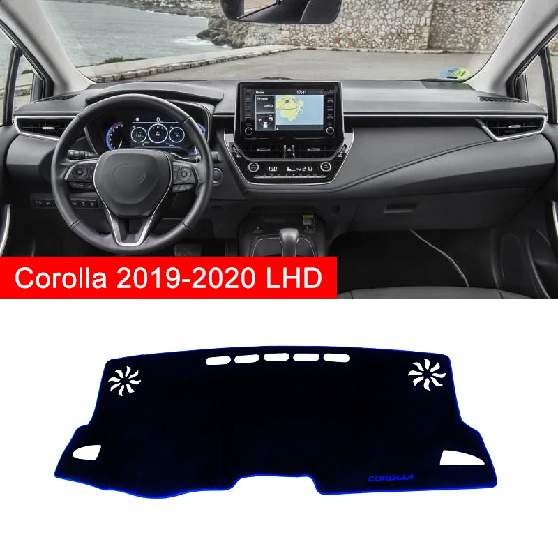 LHD Blue Side Для Toyota Corolla LHD/RHD чехол на приборную панель автомобиля коврик Избегайте подстилки под светильник солнцезащитный Ковер Анти-УФ чехол аксессуары для интерьера - Название цвета: LHD Blue Side
