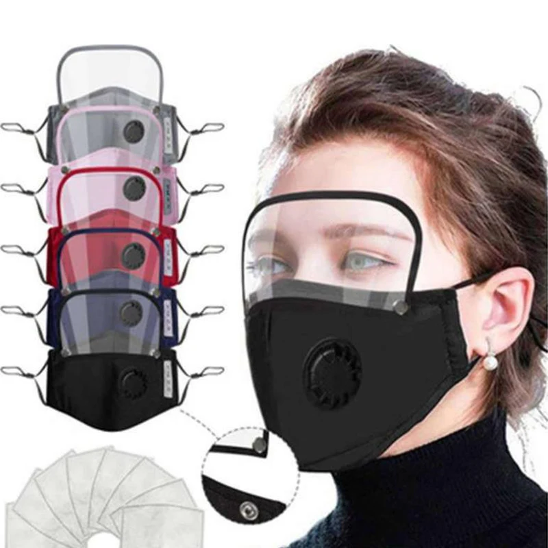 

1PC Fast Delivery Adult Scarf Dustproof Eye Protection Outdoor Face Protective Face Mask With Eyes Shield 2 Filters Mascarilla