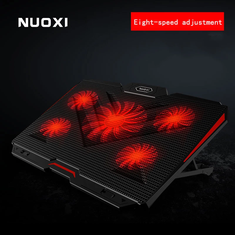 Новый Кулер для ноутбука NUOXI с 2 USB портами и пятью вентиляторами охлаждающая