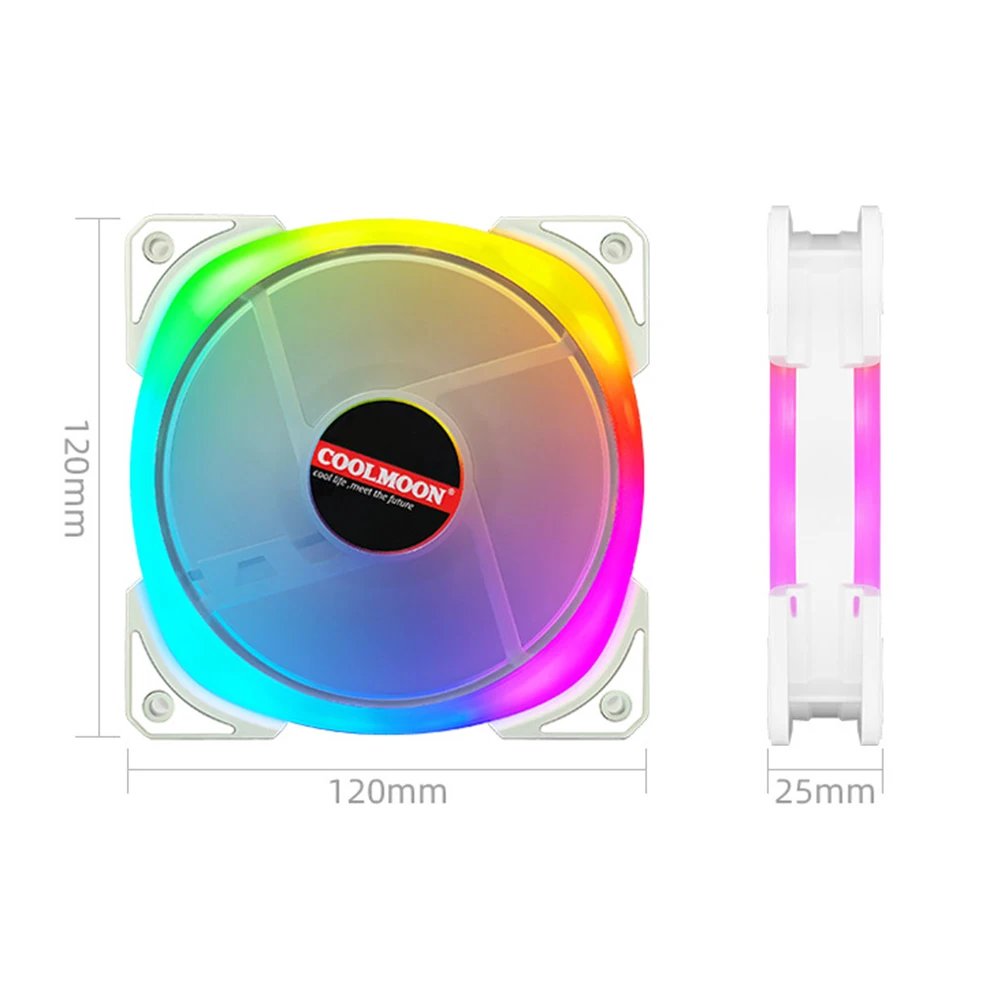 

COOLMOON ARGB Cooling Fan 4Pin PWM 5V 3Pin 12cm ARGB Computer Heatsink Cooler Radiator for Chassis PC Case CPU