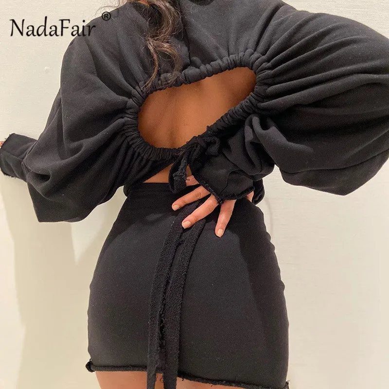 Nadafair с низким вырезом на спине и открытыми плечами облегающее сексуальное платье