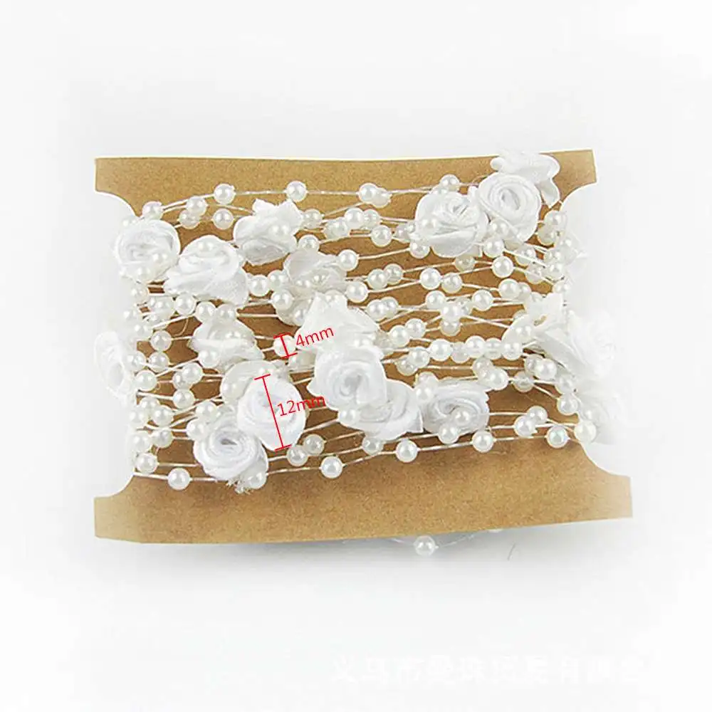 

4PCS Handmade Rose Flower Wedding Party Bead Chain 5m One Card Color Random
